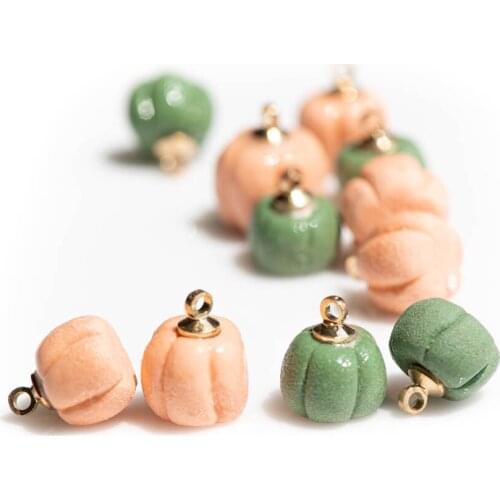 10#5pcs Hand-made pumpkin Ceramic Beads Retro Style Jewelry Pottery Pendant Jewelry Part For Necklace #XN111