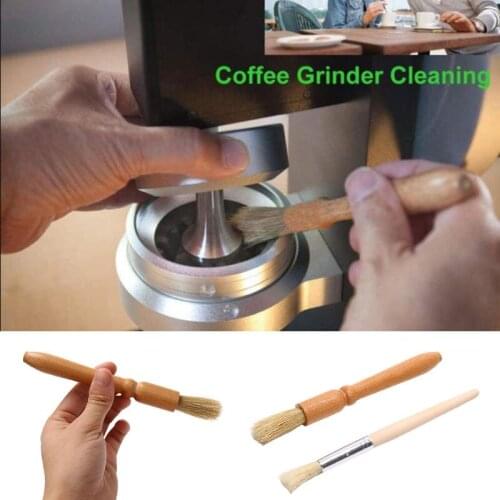 Coffee Grinder Cleaning Brush Wood Handle Natural Bristles Wood Dusting Home
