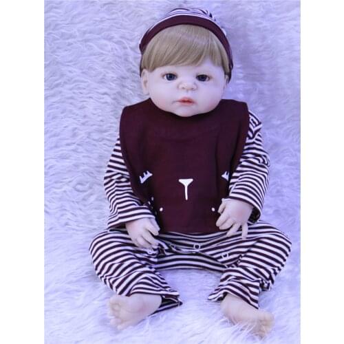 Full silicone reborn baby boy dolls 22inch bebe alive reborn bonecas menino BJD bonecas reborn children gift toy dolls