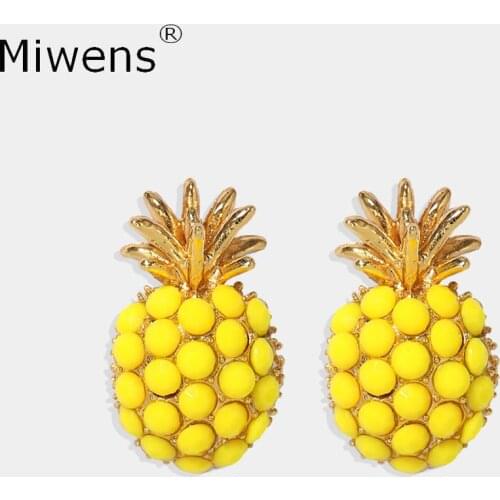 Miwens 2020 Summer Trendy Pineapple Earrings For Women Fruit Rihnestone Beads Drop Statement Pendant Earrings Wedding Jewerly