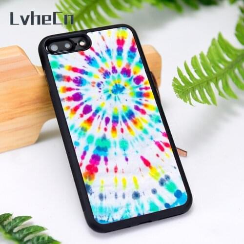 LvheCn Silicone Rubber Phone Case Cover for iPhone 6 6S 7 8 Plus X XS XR 11 12 Mini Pro Max Explosive Tie Dye