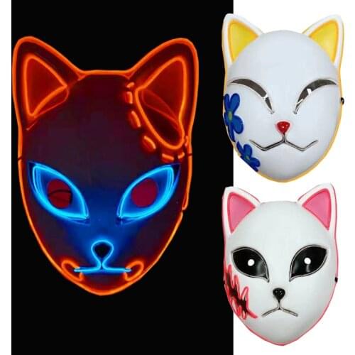 Anime Demon Slayer LED Mask Cosplay Sabito Kamado Makomo Cute Masks Halloween Party Costume Props
