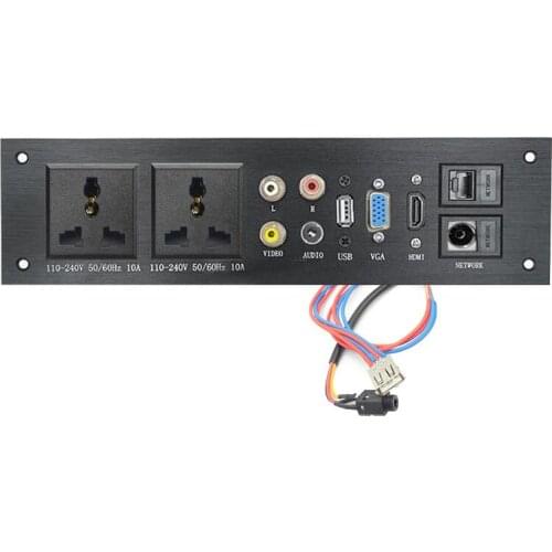 Brushed Black Aluminum Alloy Panel Audio and Video Socket L/R Channel 3.5MM Video HDMI VGA Network TV Connector UK US AU Socket