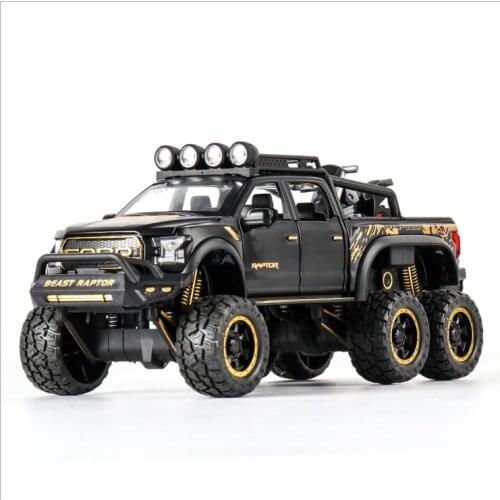 1: 28 simulation Ford F150 Raptor off-road alloy car model childrens sound and light toy car birthday gift