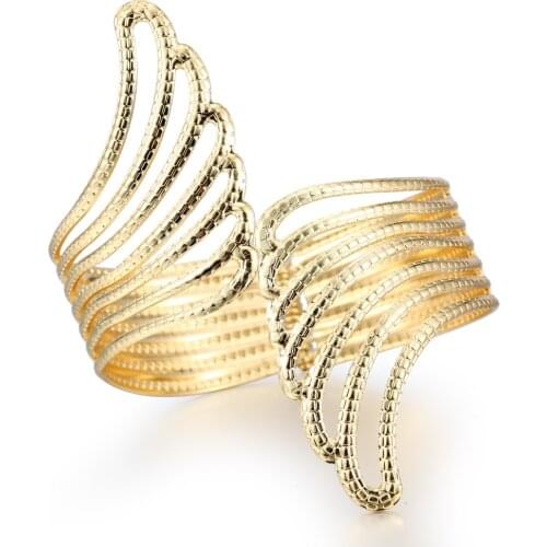 1PC Fashion Boho Gold Color Open Bracelets Bangles Hollow Wing Cuff Bracelets For Womens Jewelry Hand Cuffs B9