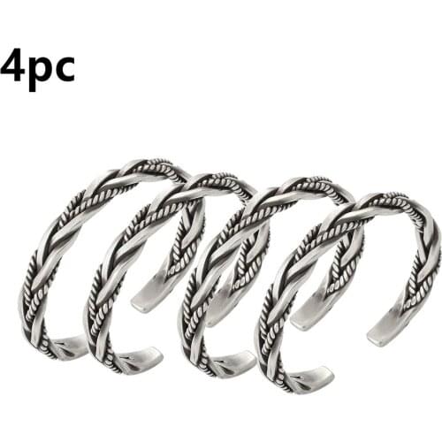 Trendy Retro Antique Copper Twisted Woven Bracelet Personality Opening Adjustable All-match Men Bracelet Jewelry Gift For Friend