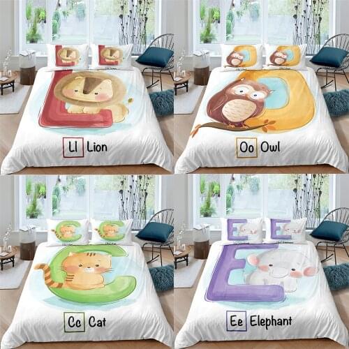 Cartoon 3D Bedding Set Kids Girls Letters Duvet Cover Set Animal Quilt Cover Pillowcase Home Textiles King Queen Size Dropship