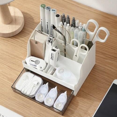 Desktop Storage Box Drawer Student Stationery Creative Office Gift Dressing Table Storage Bucket Plastic Pen HolderDesk Storage