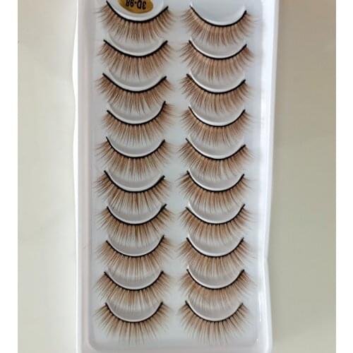 10 pairs 3D Mink Lashes Brown Eyelashe Makeup Eyelash Extension Silk EyelashesMakeup Beauty Extension Tools