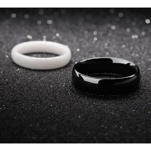 New Arrival Unisex High Polished Hi-Tech Ceramic Rings White/Black Two Colors 3.5mm/6mm Width Dome Band Wedding Rings 5-12