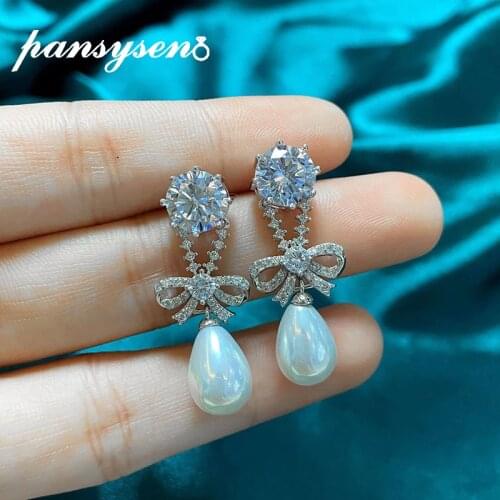 Серьги с жемчугом PANSYSEN China At AliExpress