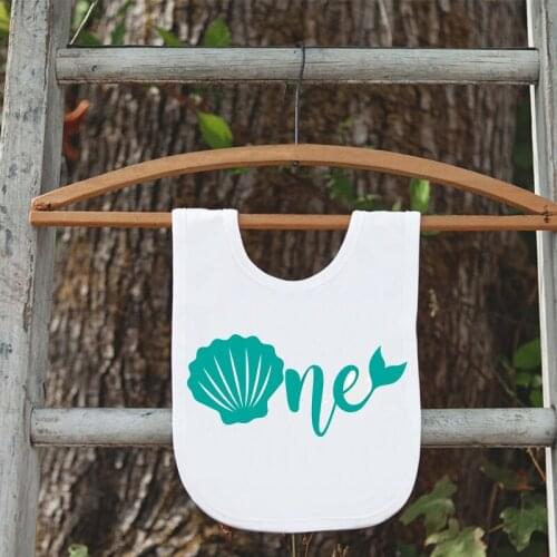 Baby girl first one year old 1st Bib under the sea ocean Mermaid shell themed birthday party decoration gift Photo props present