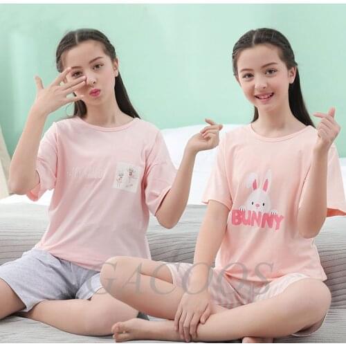Baby Girls Pajamas Summer Short Sleeves Childrens Clothing Sleepwear Boy Homewer Cotton Pyjamas Sets For Kids 4 6 8 10 12 Years