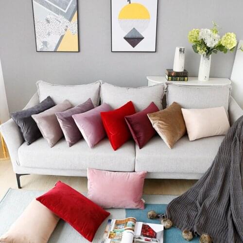 Rectangular pillow Case Solid Color Velvet Pillowcase Home Sofa Cushion Cover Car Dutch Cashmere Pillow-case Bedroom Decorations