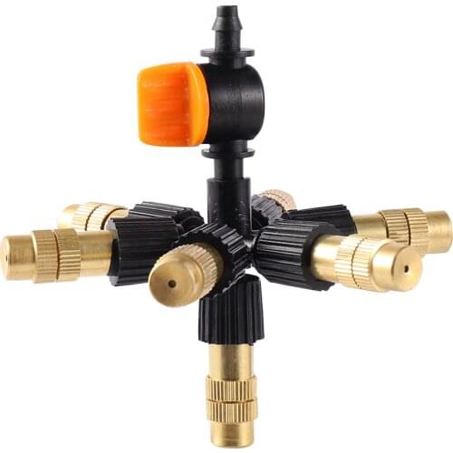 Adjustable Multi-Way Atomizing Nozzle 4/5/6/7 Way Brass Misting Nozzle Garden Greenhouse Irrigation Cooling Humidify Sprinklers