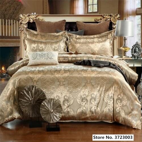 Deluxe Gold Jacquard Bedding Collection Large Duvet Quilt Cover Bed Linen Queen By Adult Bedding