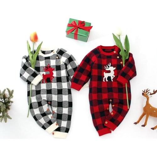 Baby Christmas Onesies Newborn Baby Boy Girl Autumn Long Sleeve Infant Jumpsuit Winter Baby Knitted Clothes