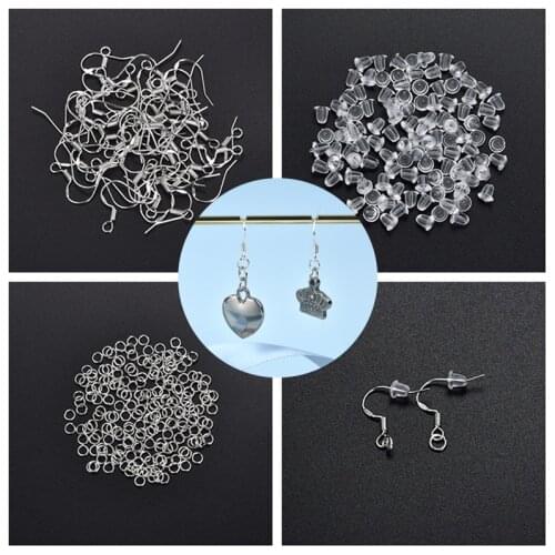 DIY Silver Plated Earings Accessories Earring Hooks Stud Plugs Open Jump Rings Jewelry Making Kit For DIY Earring