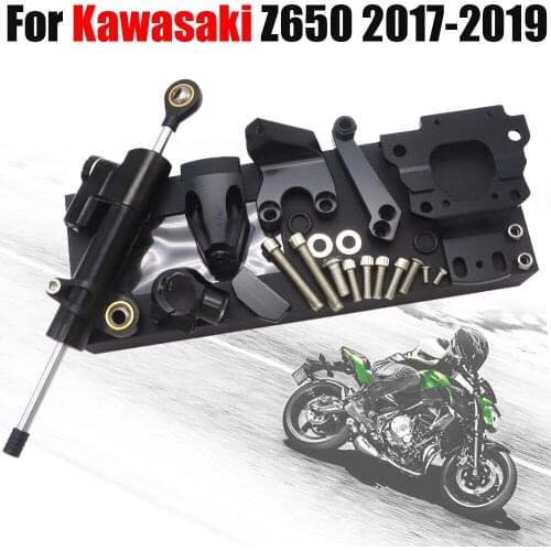 Motorcycle CNC Steering Damper Mounting Kit Stabilizer Adjustablet For Kawasaki Z650 2017 2018 2019