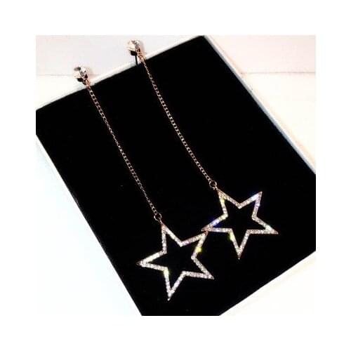 Super Shinning Cubic Zirconia Long Earrings for Women Bijoux Fashion Brand Design Star Earring Jewelry Accessories