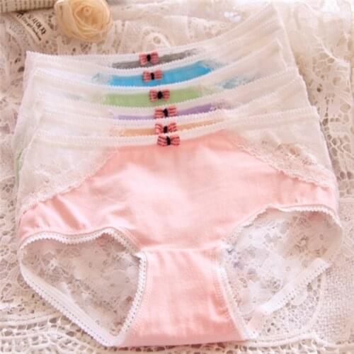 New Arrived 4Pcs/Lot Girl Panties Underwear Lace Briefs Cotton Lingerie Soft Comfortable Bowknot Cartoon Panty Wholesale 8033-4