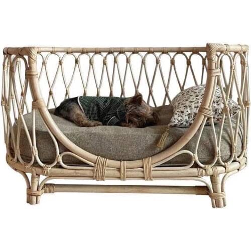 TT Ancient Fish Rattan Pet Bed Hand-Woven Dog Sofa Rattan Chair Cat Bed Ins Baby Rattan Bed