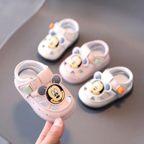 Disney Lovely Cute Baby Shoes Micky Mouse Lovely First Walkers Elegant Cute New Born Baby Casual Sneakers Sandals