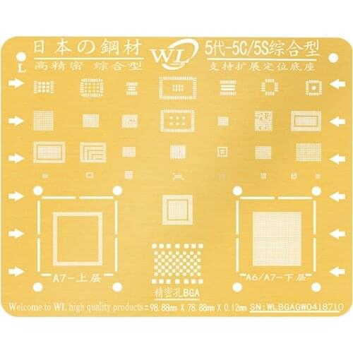 High quality WL BGA Reballing Stencil For iPhone 5S 6 7 8 X XR XS MAX Steel Mesh Reballing CPU IC Repair Template stencil
