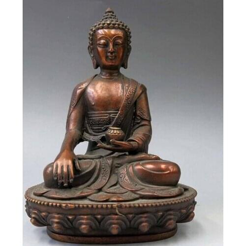 Xd 003402 6" Chinese Bronze Copper Buddhism Temple Medicine Buddha sculpture Statue