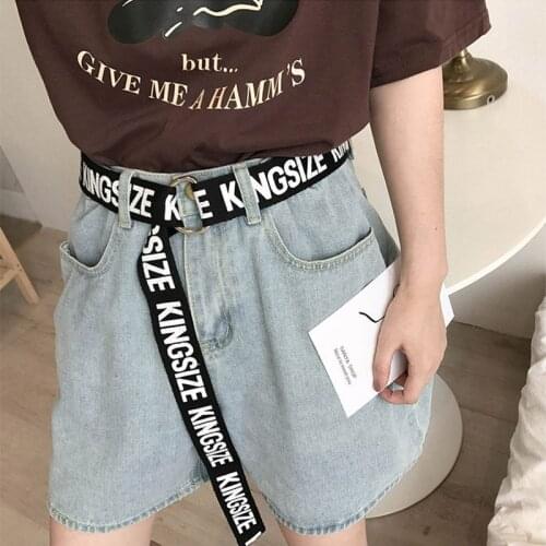 Women Men Canvas Belts Punk Letter Printed Ladies D Ring Long Waist Strap Jeans Trouser Black White Student Casual Waistband