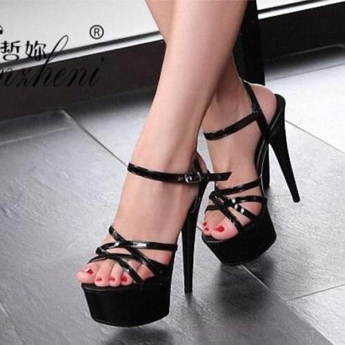 2021 new 6-inch Roman cross straps ultra-high fine heel sandals open toe model walking pole dance ladies hundred take off dance