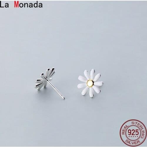 La Monada Silver Stud Earrings For Girls Piercing Ear Womens Earrings Stud Daisy Small Earrings For Women Silver 925 Flower