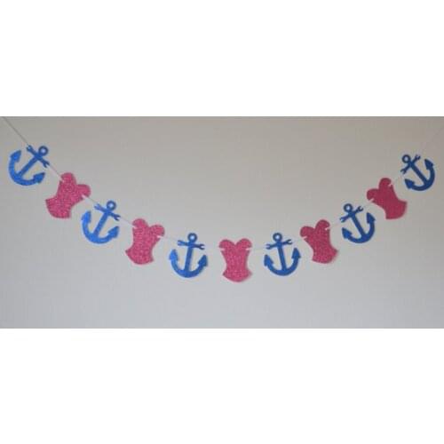 Lingerie + Anchor Glitter Banner : Nautical/Pirate Bachelorette Party wedding photo booth bridal shower garlands