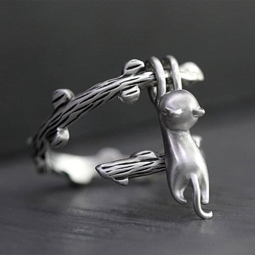 MENGYI New Cute Small Cat Ring Fashion Rings For Women cat Party Jewelry Birthday Gift