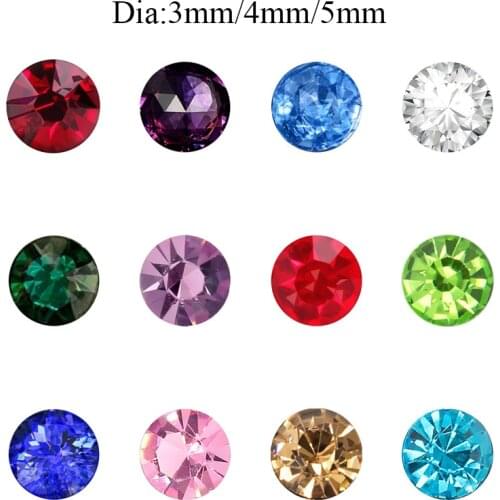 120pcs Round Birthstone DIY Birthday Stones 12 Months Size 5mm Floating Charms
