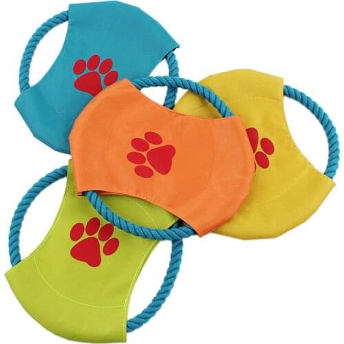22cm Pet Dog Training Flying Disc Tooth Resistant Outdoor Large Dog Training Fetch Toy Cat Dog Cotton Clean Tooth Bite Rope