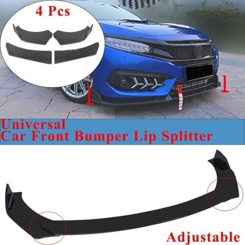4 Pcs Front Bumper Lip Spoiler Splitter Gloss Black Carbon Fiber Universal For Volkswagen Golf MK6/7/7.5 For Benz/Honda/Toyota