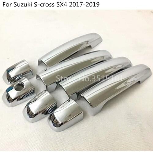 Car Cover Detector Stick Frame Lamp Trim ABS Chrome Car Door Handle 8pcs For Suzuki S-Cross Scross SX4 2017 2018 2019 2020