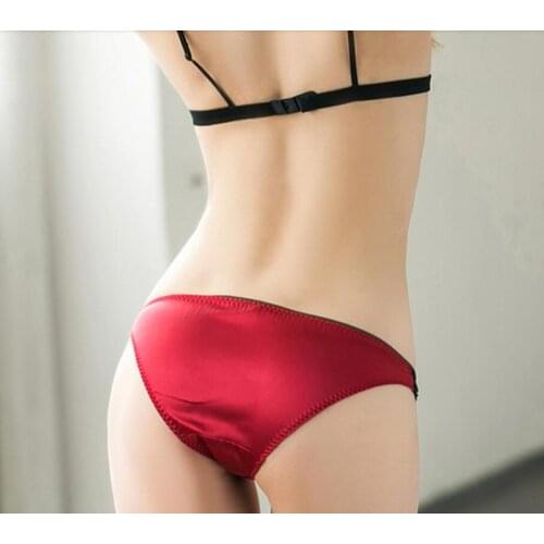 Bogeda Silk Underwear Women Natural Silk Underwear Lady Sexy Black Bace Underpants Lingerie Wine Red Free Shipping