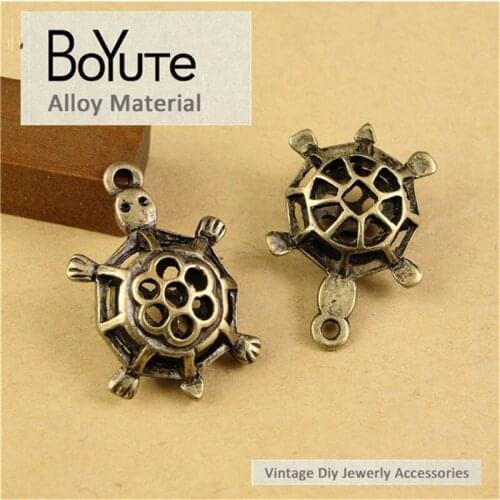 BoYuTe (20 Pieces/Lot) 25*18MM Vintage Style Antique Bronze Plated Metal Hollow Tortoise Pendant Diy Jewelry Making Accessories