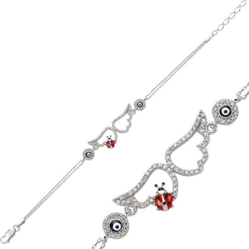 Silver Dragonfly with Angel wing Wristband for Women , Stylish, Aesthetic and Flashy, Bracelet Types for Women