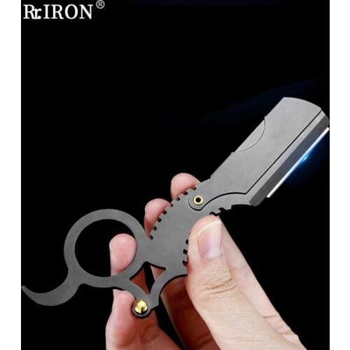 RIRON Straight Edge Shaving And Hair Removal Razor Professional Sharp Barber Razor Stainless Steel Manual Beard Trimming