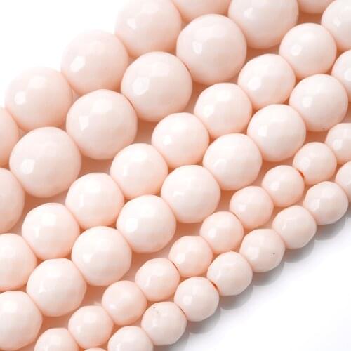 Natural White Jades Stone Bead Faceted Loose Spacer Beads for Jewelry Making DIY Charm Bracelet Necklace Earrings 4/6/8/10/12mm