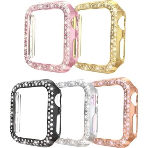 Plated Hard Bumper Bling Crystal Diamonds Glitter Frame Protective Cover for Apple Watch 3 5 4 21 case 38mm 42mm 40MM 44MM