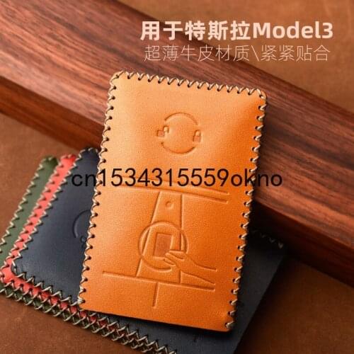 For Tesla Key Case Model 3 Card Car Key Case NFC Card Inductive Key Case Leather