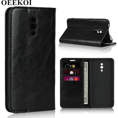 OEEKOI Crazy Horse Genuine Leather Wallet Flip Case for OPPO F11/Reno Z/K3/Reno