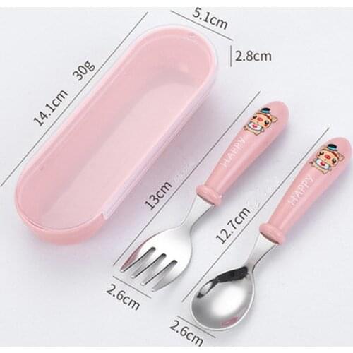 Baby Gadgets Tableware Set Children Utensil Stainless Steel Toddler Cutlery Cartoon Infant Food Feeding Spoon Fork 1 Set