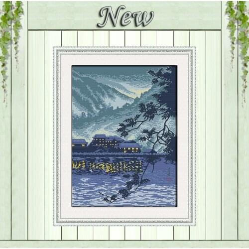 Household by the river celadon diy painting Counted print on canvas 14CT 11CT chinese Cross Stitch Needlework kit Embroidery Set