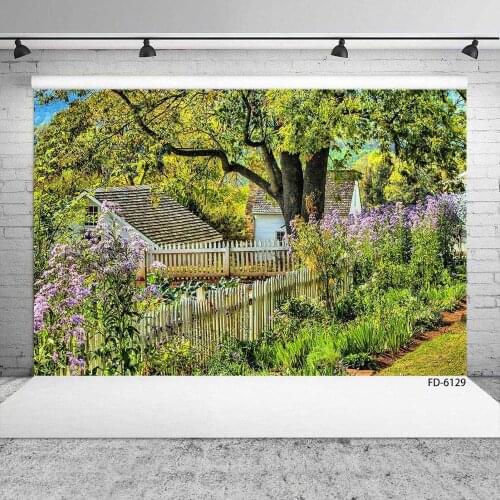 Courtyard Garden Tree House Photography Backdrop Computer Printed Background for Children Baby Portrait Photophone Fond Photo