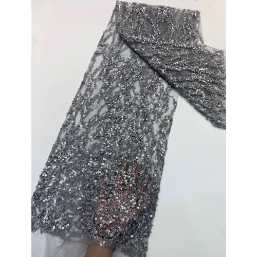 French Lace Fabric With Sequence 2021 High Quality African Embroidery Lace Fabric Beautiful French Sequined Tulle Lace ZX4102